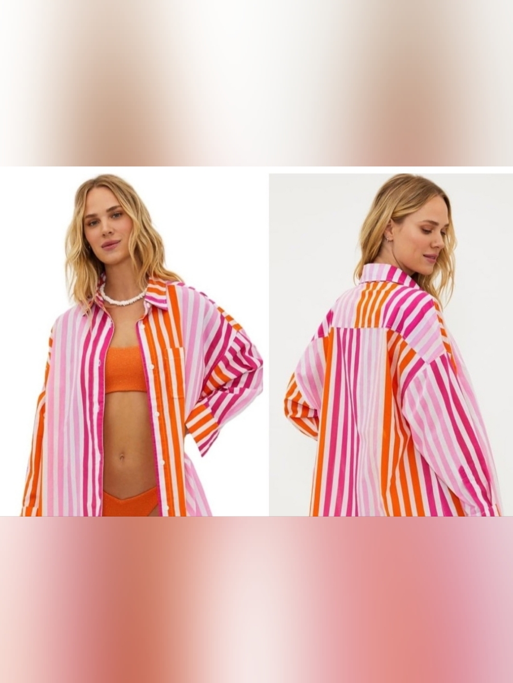 Beach Riot Alexa Top 100% Cotton Lightweight, Button-down Collared Coverup Shirt